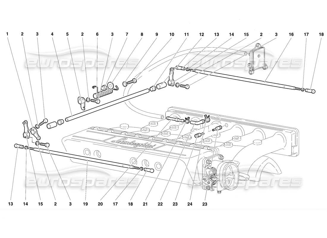 lamborghini diablo se30 (1995) teilediagramm für gaszüge