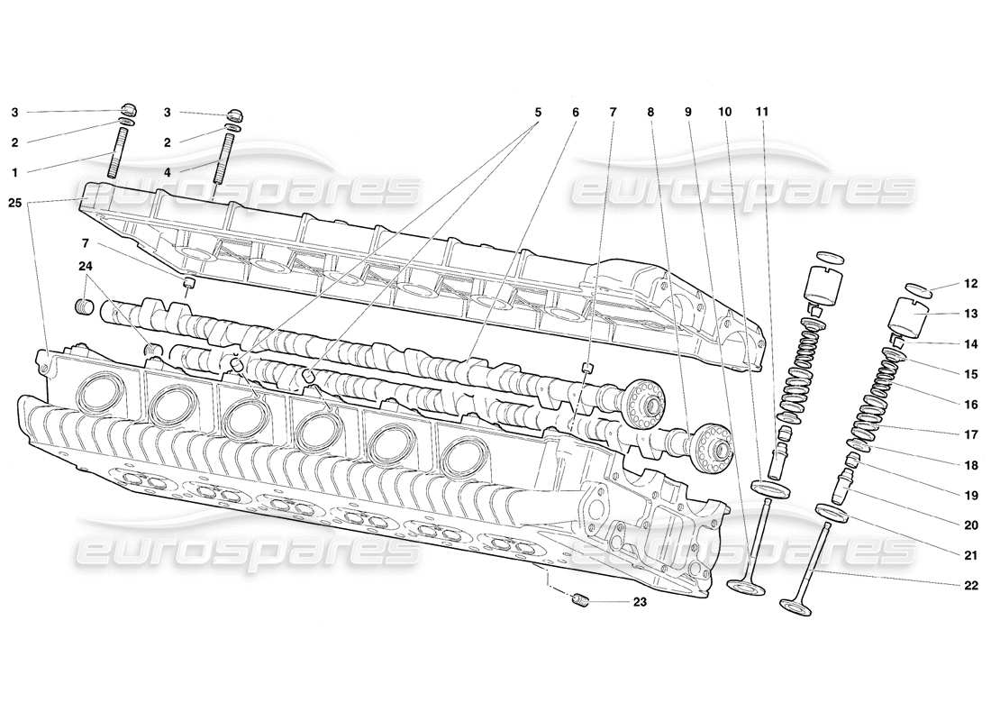 lamborghini diablo se30 (1995) teilediagramm des linken zylinderkopfs