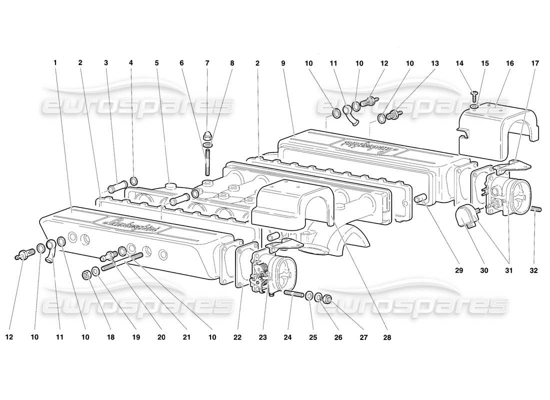 lamborghini diablo se30 (1995) ansaugkrümmer - teilediagramm