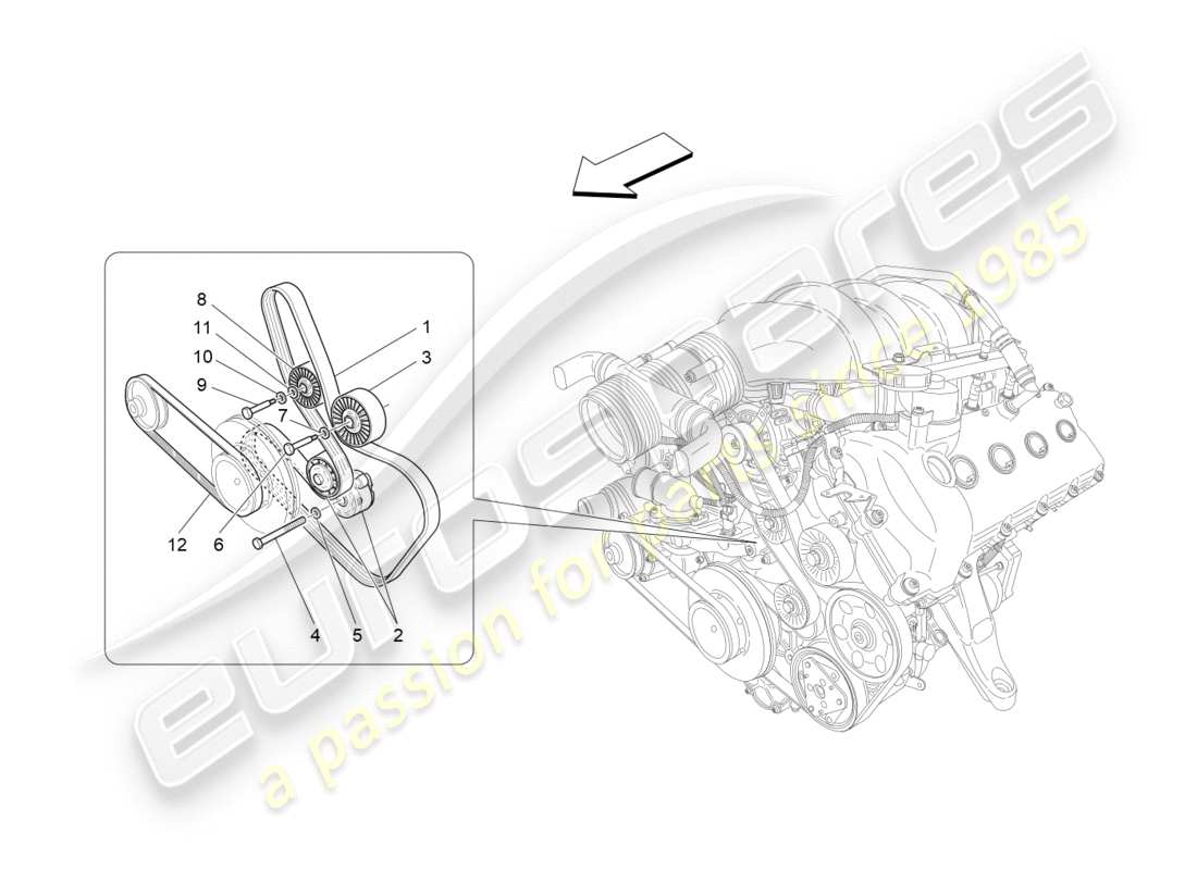 maserati granturismo (2009) zusatzgeräteriemen ersatzteildiagramm