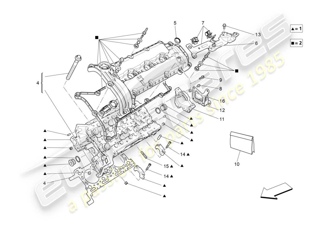 maserati qtp 3.0 tds v6 275hp (2015) teilediagramm für linken zylinderkopf