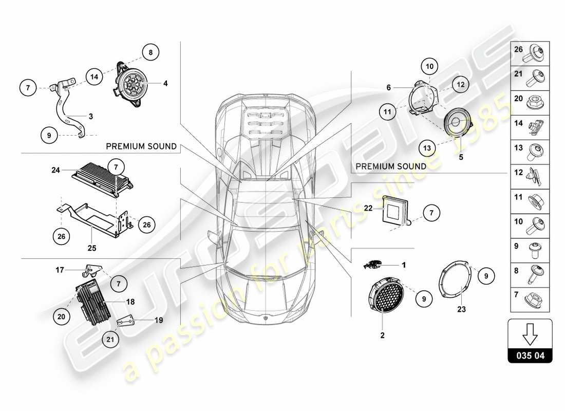 lamborghini 2019 (performante spyder) radioeinheit ersatzteildiagramm