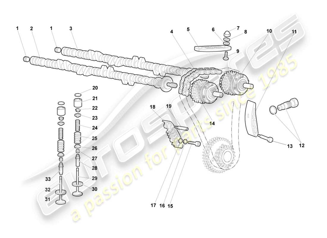 lamborghini murcielago coupe (2003) nockenwelle, ventile rechts ersatzteildiagramm