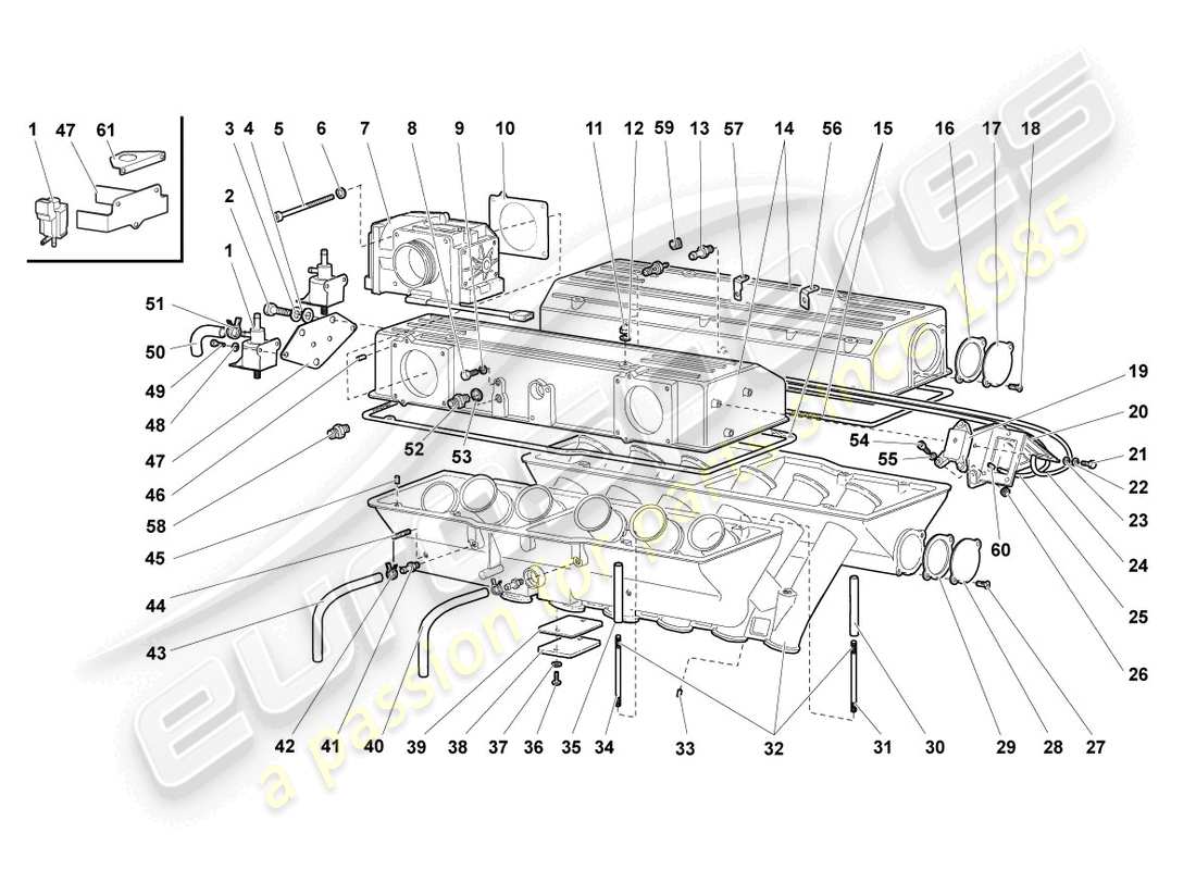 lamborghini murcielago coupe (2003) ansaugsystem - teilediagramm