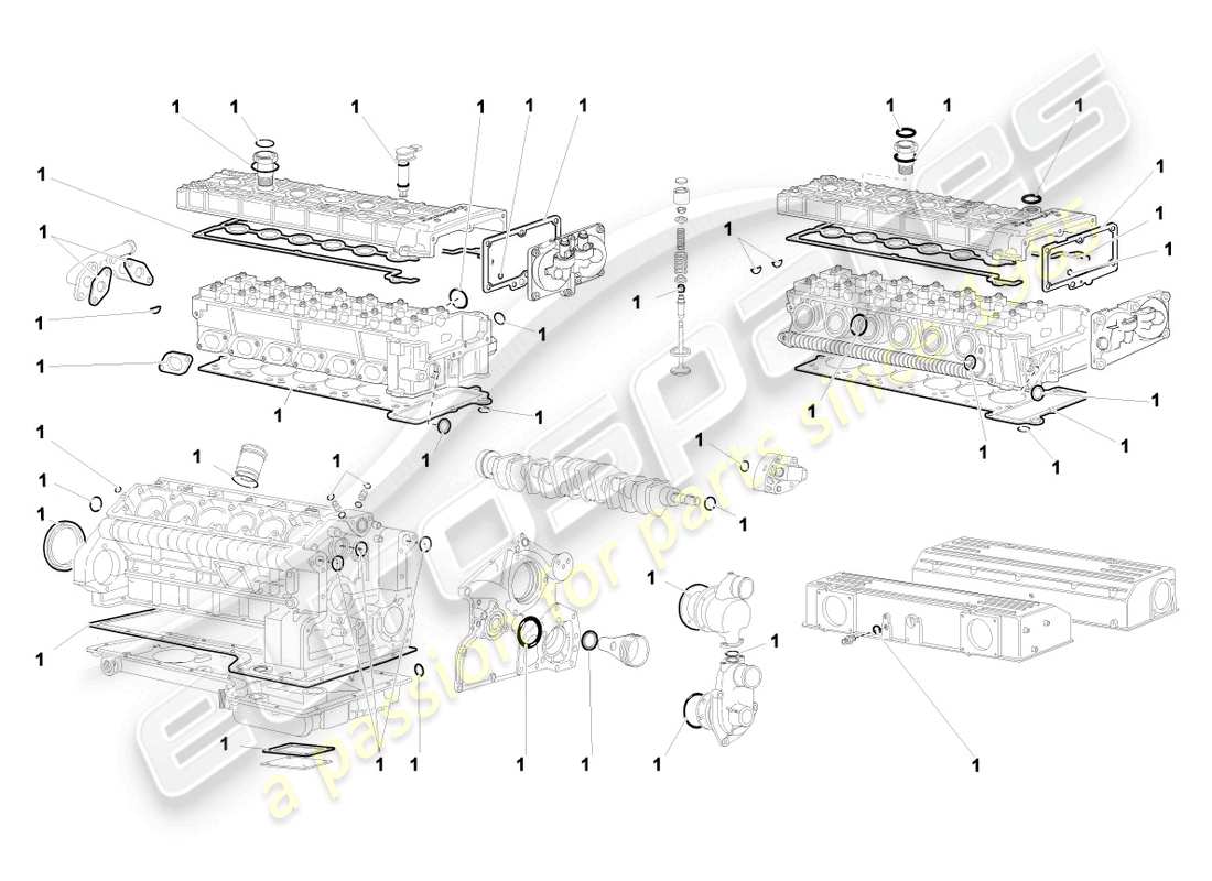 lamborghini murcielago coupe (2003) dichtungssatz für motor ersatzteildiagramm